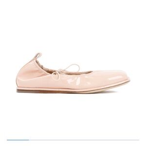 New Simone Rocha Pink Powder Calf Leather Lace Up Ballerina 38